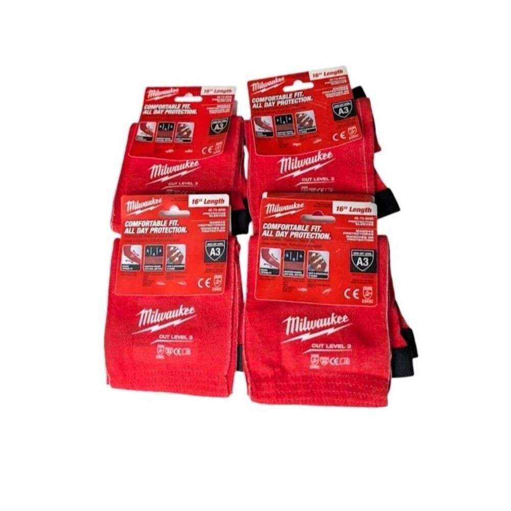 Milwaukee 48-73-9030 16" Cut Level A3 Protective Arm Sleeves Red New (Lot of 4)